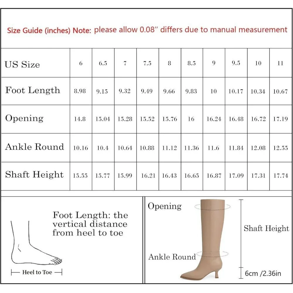 Women's Nude Pu Kitten Low Heel Toe Side Zipper Long Tall Knee High Boots
